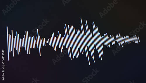 Illustration of a voice recording or broadcasting with sound waveform, voice message - close-up.