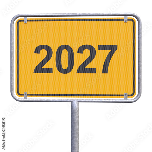 3d Illustration - Ortsschild - Ortstafel - 2026 - 2027 - Freisteller