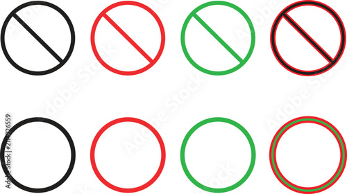 Prohibited and allowed symbols set vector