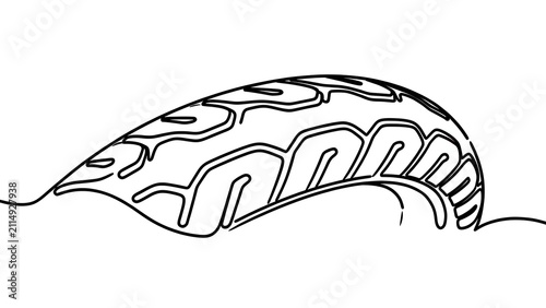 Minimalist wave line art illustration white background.