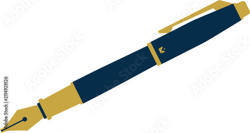 Foto Classic luxury fountain pen with blue barrel and gold nib illustration fountain