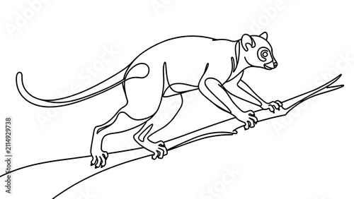 white background leopard cat walking on branch illustration.