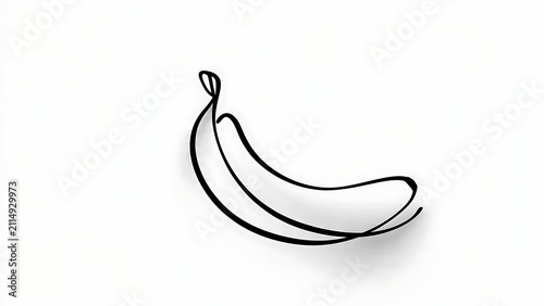 Minimalist banana line art illustration white background.