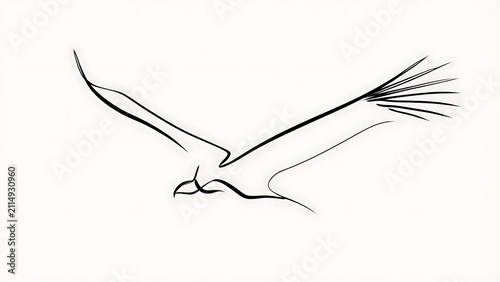 Minimalist bird drawing on white background.