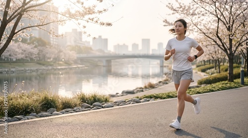 Serene Urban Jog Along Riverside