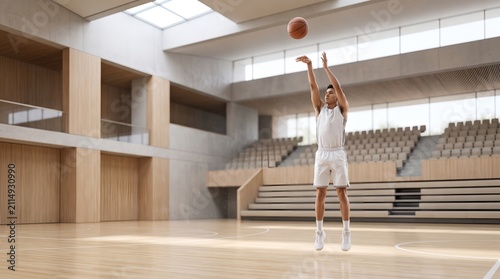 Young Male Basketball Player Shooting