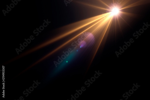 Glowing Light Beams with Radiant Rays and Lens Flare Effect