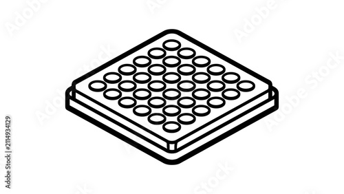 Isometric microchip design on white background.