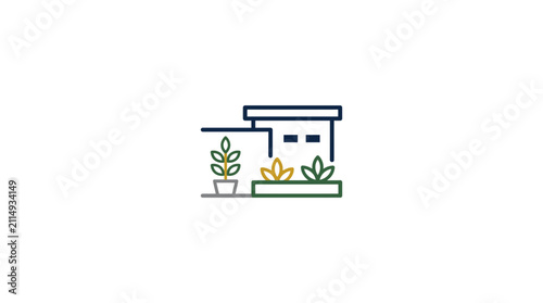 Modern Building Facade with Greenery Icon