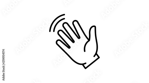 Waving Hand Icon - Simple Line Art Gesture