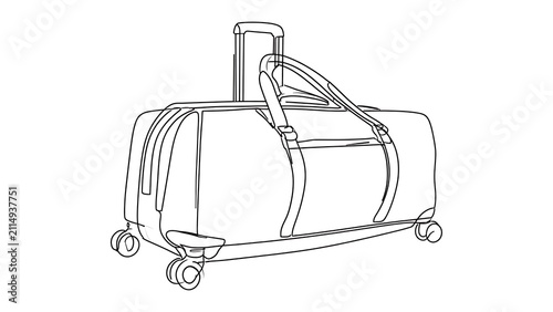 Rolling suitcase illustration on white background.