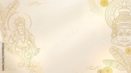 Onam festival background with king mahabali illustration