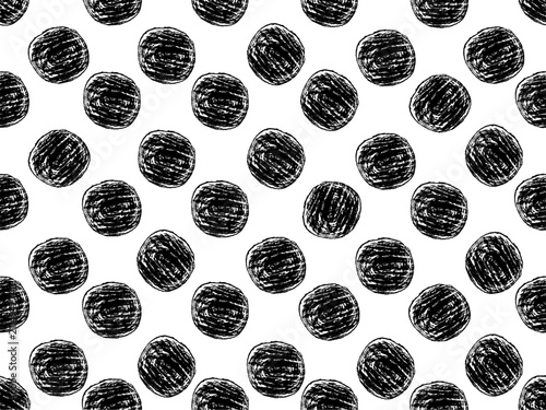 Polka dot seamless pattern, hand drawn brush circle texture