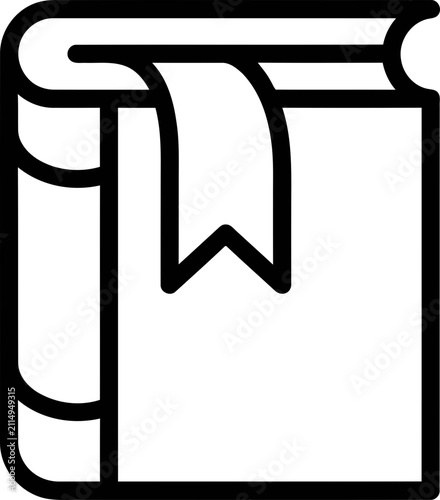 Simple Book Icon with Bookmark Ribbon - Education, Reading, Knowledge Symbol