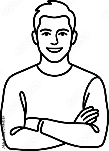 Smiling Man, Arms Crossed, Confident Portrait Illustration