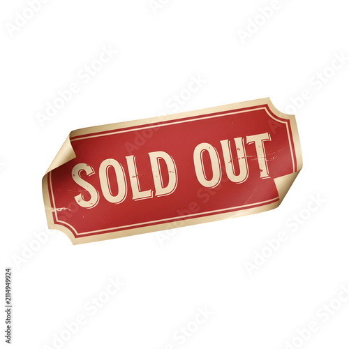 Red sold out banner with gradient shadow