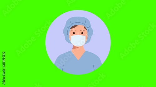 Female Surgeon Avatar, Loop Animation, 2d video, 4k, alpha channel