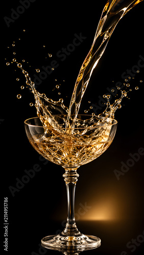 Golden Liquid Pour Into Crystal Glass Wallpaper