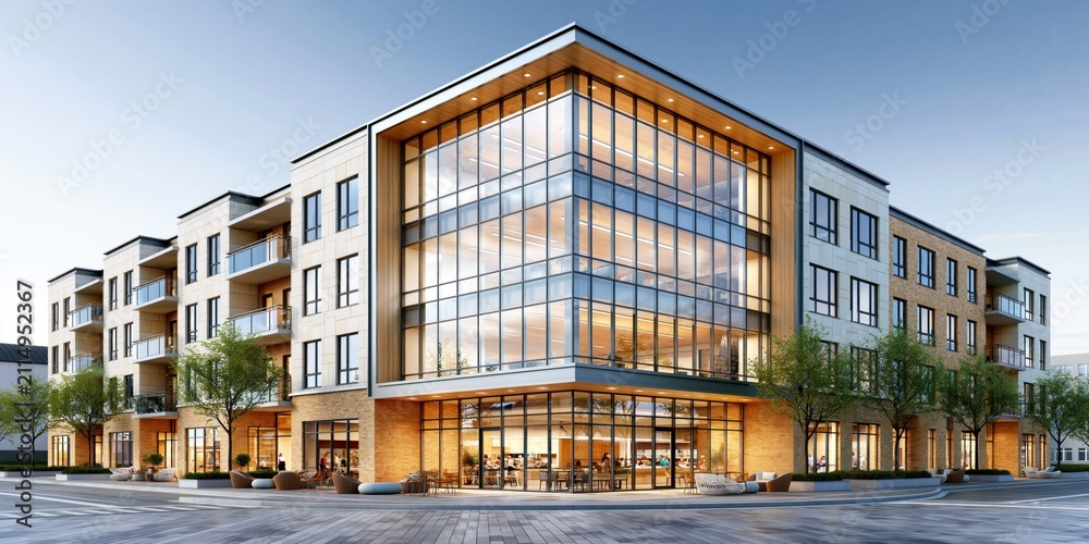 Obraz premium Contemporary mixed use building design concept
