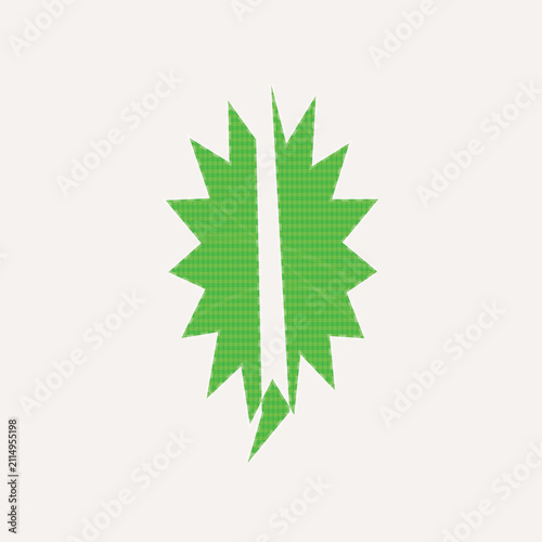 Two green maple leaves with yellow edges