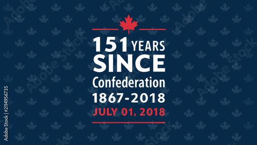 Obraz na plátně Maple leaf pattern with confederation anniversary text on navy background