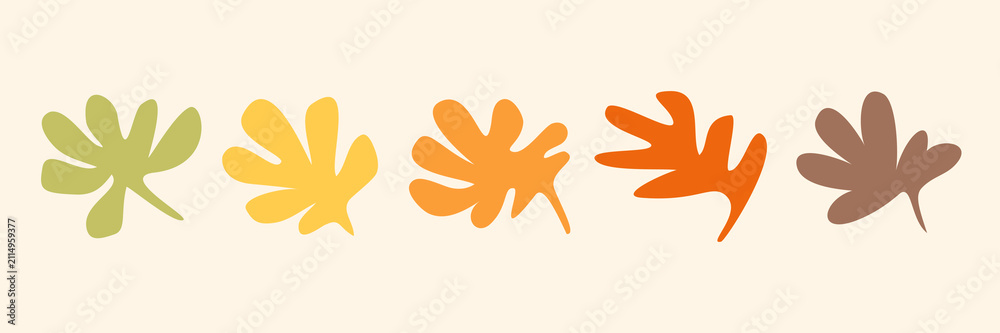 Fototapeta premium Colorful autumn leaves vector illustration element set