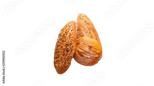 Bild auf Leinwand Rustic whole grain bread rolls side by side with nutrition homemade breakfast cu