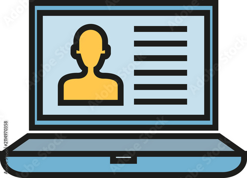 user profile in laptop icon
