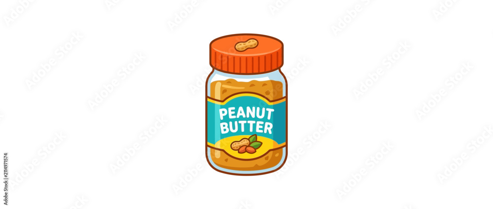 Obraz premium Cartoon peanut butter jar illustration isolated on white
