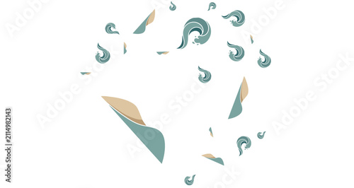 Fotografie Abstract shattered clock face with fragmented pieces in soft pastel colors repre