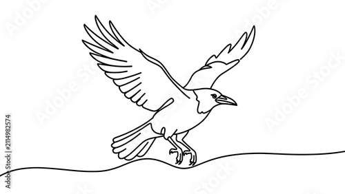 Flying bird illustration on white background.