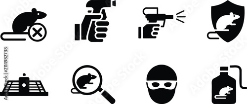 Konstfotografi Collection of Pest Control Icons Representing Extermination Methods and Preventi