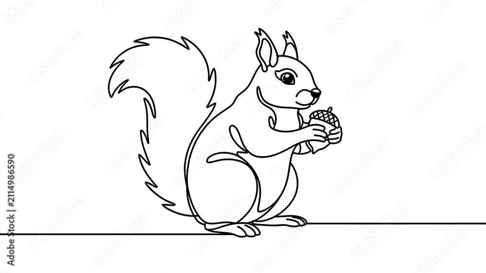 Obraz premium Cute squirrel eating nut on white background.