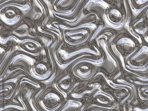 Foto An abstract liquid metal pattern with smooth mercury droplets and metallic silver reflections, seamless flowing chrome texture