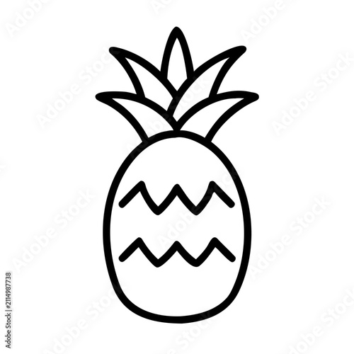 Pineapple fruit outline icon isolated on transparent background simple flat design.
