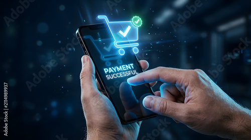 Digital payment successful notification on modern smartphone.