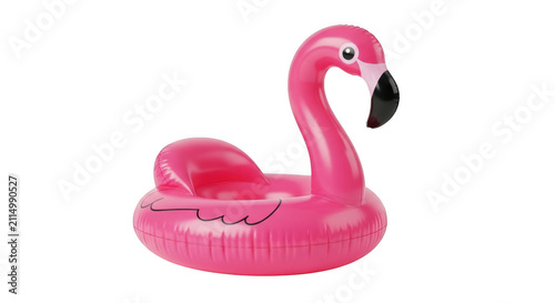 Pink flamingo pool float isolated on transparent background