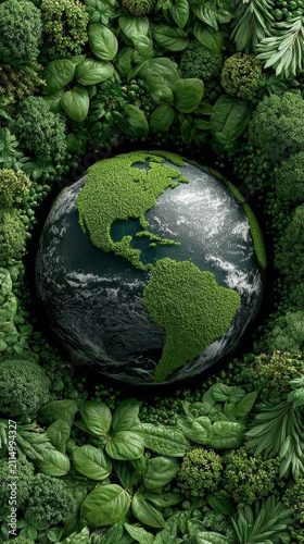 Global greenery awakening: celebrating earth's vital rebirth. Poster graphics. Vivid planet perfection: seeds and greenery on earth's vast expanse. Epic poster. Action poster.