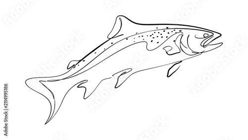Line art fish illustration on white background.