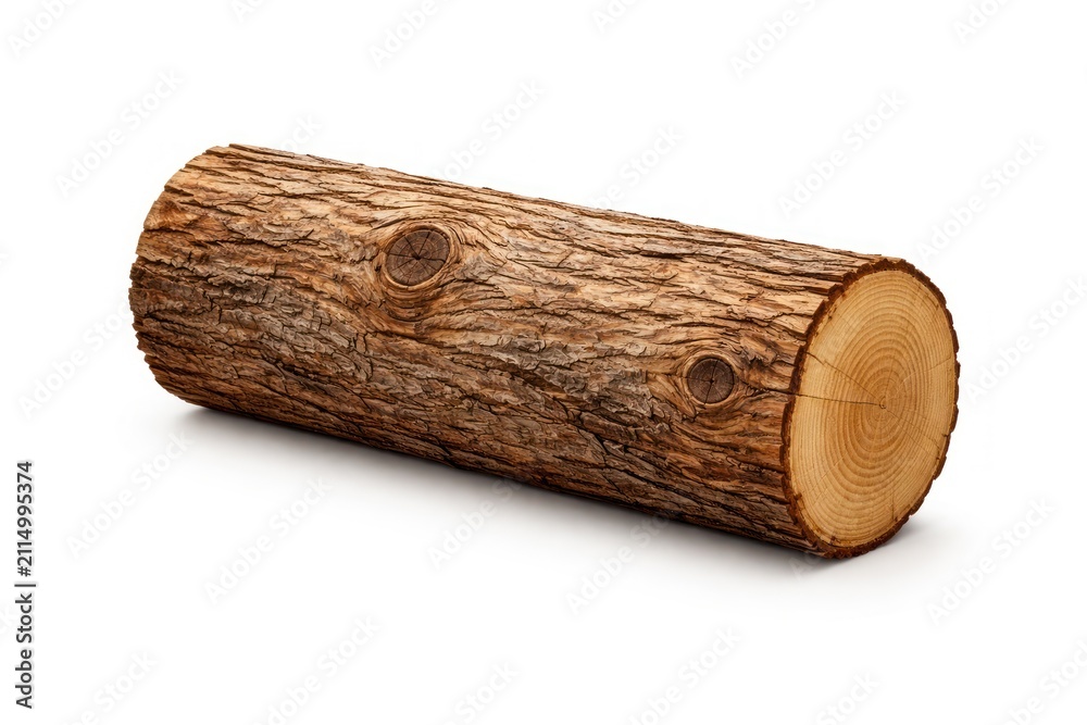 Obraz premium A detailed close-up of a wooden log with visible bark and growth rings.