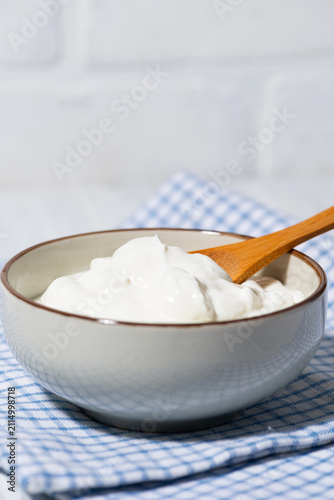 thick greek yogurt in a bowl