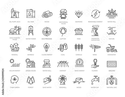Set of natural resources icons