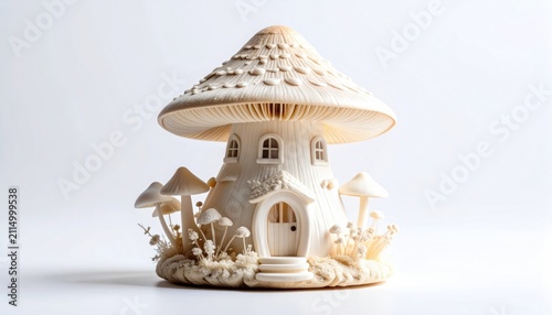 Whimsical Mushroom House Figurine - A Charming Miniature Dwelling.