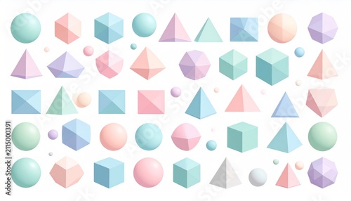 Pastel Geometric Shapes Collection - Modern Design Elements for Creative Projects.