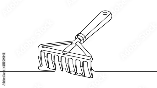 Garden rake tool illustration on white background.