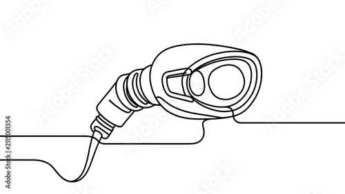 Gas pump nozzle line art white background.