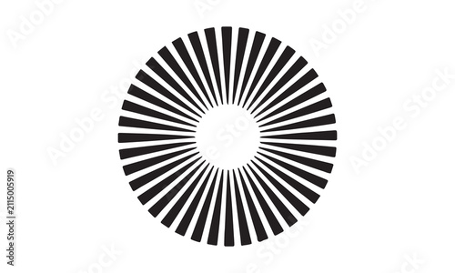 Radiating sunburst vector icon with bold circular rays, perfect for summer, sunshine, energy, celebration, retro design, and decorative graphics.