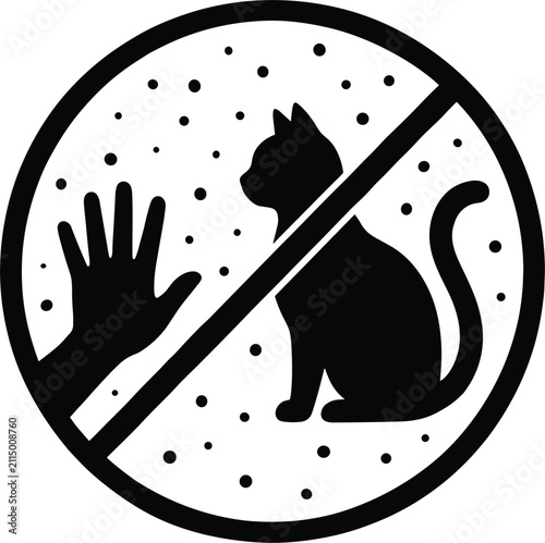 Принти на полотні Cat allergy prohibition sign vector illustration with feline silhouette human ha