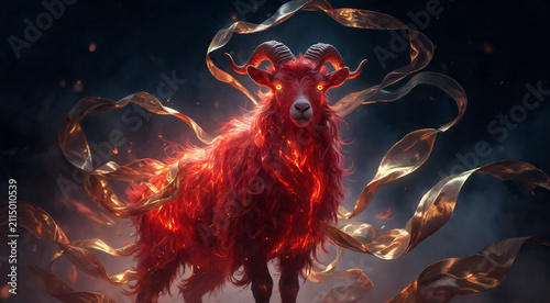 Celebrating the 2027 Year of the Fire Goat with vibrant symbols of luck and prosperity