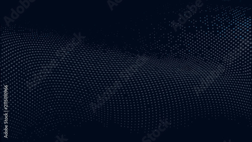 Quadro su tela Dark navy blue wave pattern composed of small dots creates a flowing undulating